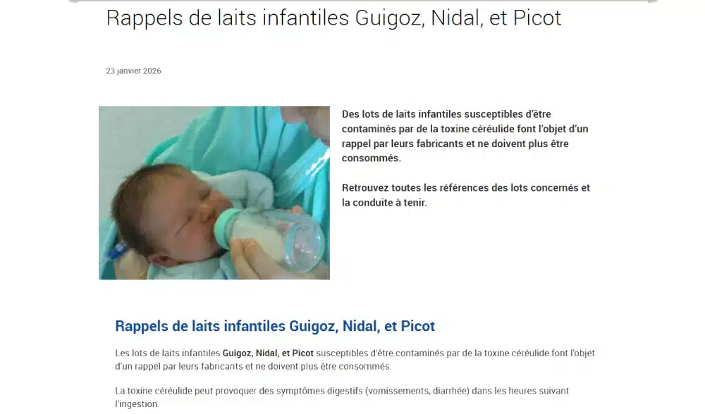 Témoignage sur le scandale des laits infantiles