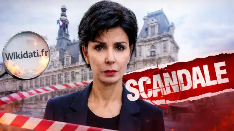 Illustration de Rachida Dati avec référence au site Wikidati recensant 12 affaires évoquées dans la presse
